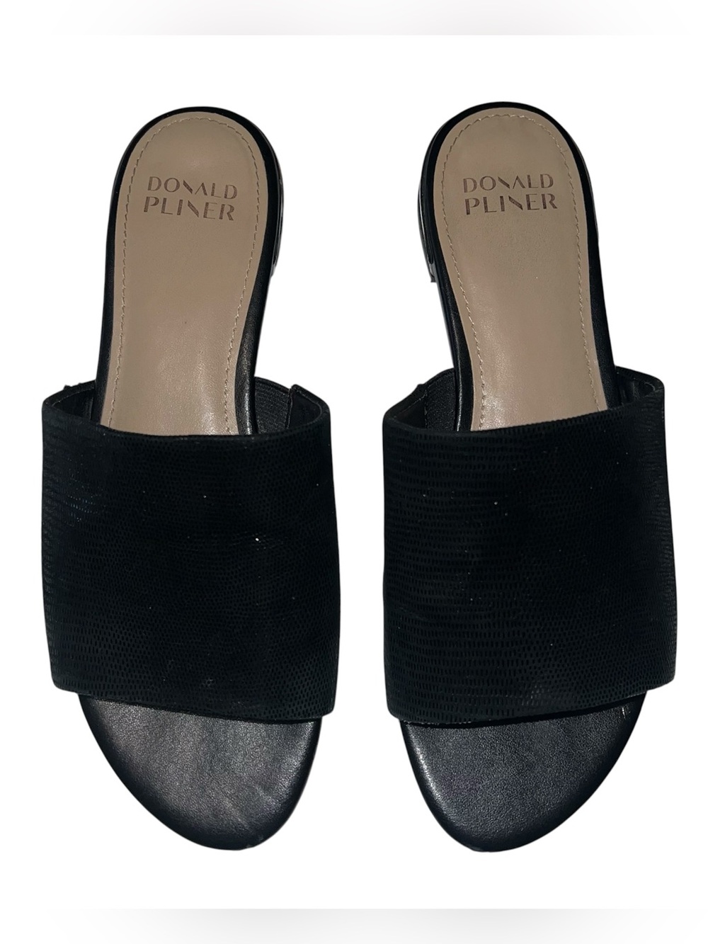 Donald J. Pliner Black Wide-Band Slide Mules Sz 6 1/2M